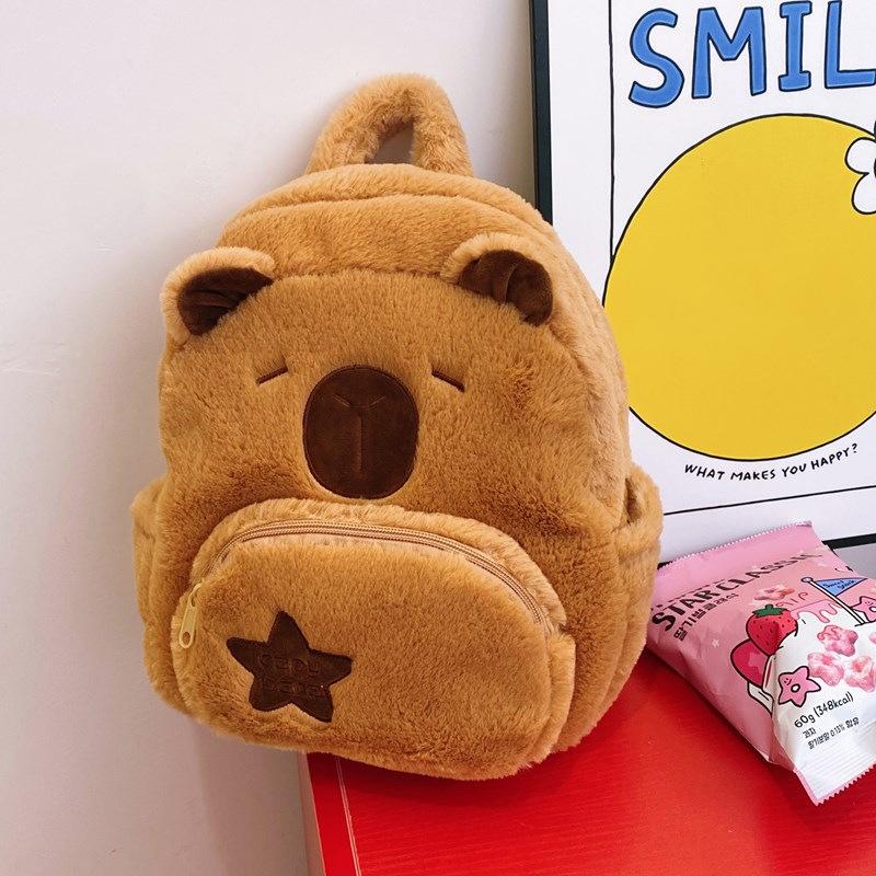 1ks Kawaii kapybara plyšový batoh pro ženy všestranný kreslený vtipný Capibala crossbody taška s velkou kapacitou tote taška