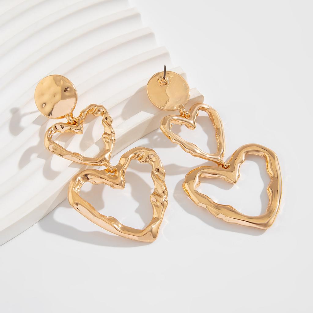 DIEZI Punk Fashion Heart Tassel Stud Earrings For Women Girls Gift Party Vintage Gold Silver Color Earrings Jewelry Accessories
