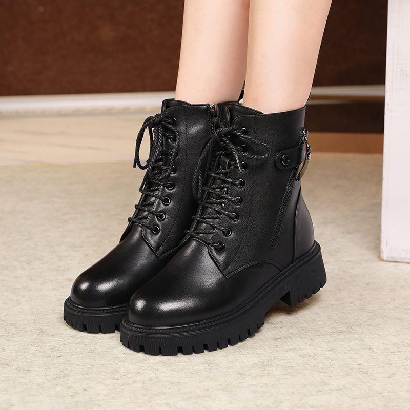 Martin boots women's winter velvet thick-soled snow boots flat-soled women's boots cotton boots thermal short boots fluffy leather shoes
