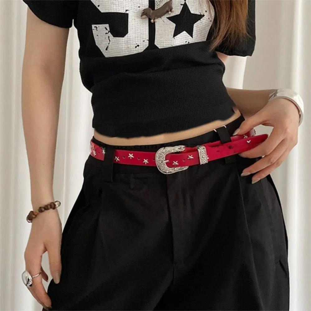 Pu Leather Y2K Jeans Belt Vintage Women's Waist Belt Fashion Punk Style Belt  Party