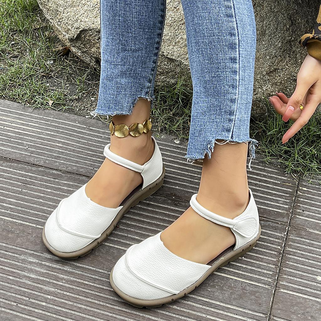 Large Size Retro Flat-soled Sandals New Spring and Summer Round Head Shallow Mouth Word with Casual Soft-soled Single Shoes