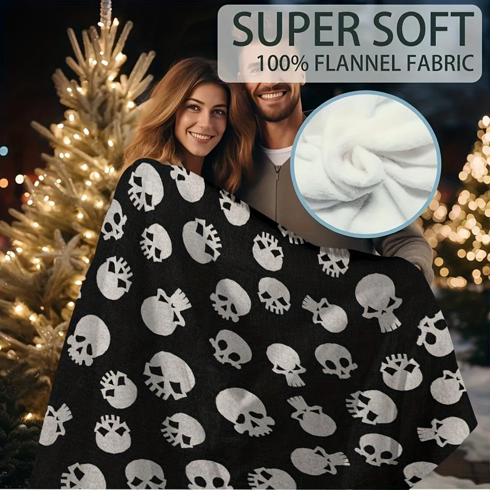 Extra Large 60x80 Inch Halloween Skull Print Blanket - Super Soft Cozy Throw for Sofa, Camping & Home Decor - Machine Washable