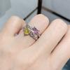 Cross Border New Love Ring Women's Simulation Pink Yellow Simple Zircon Peach Heart Jewelry