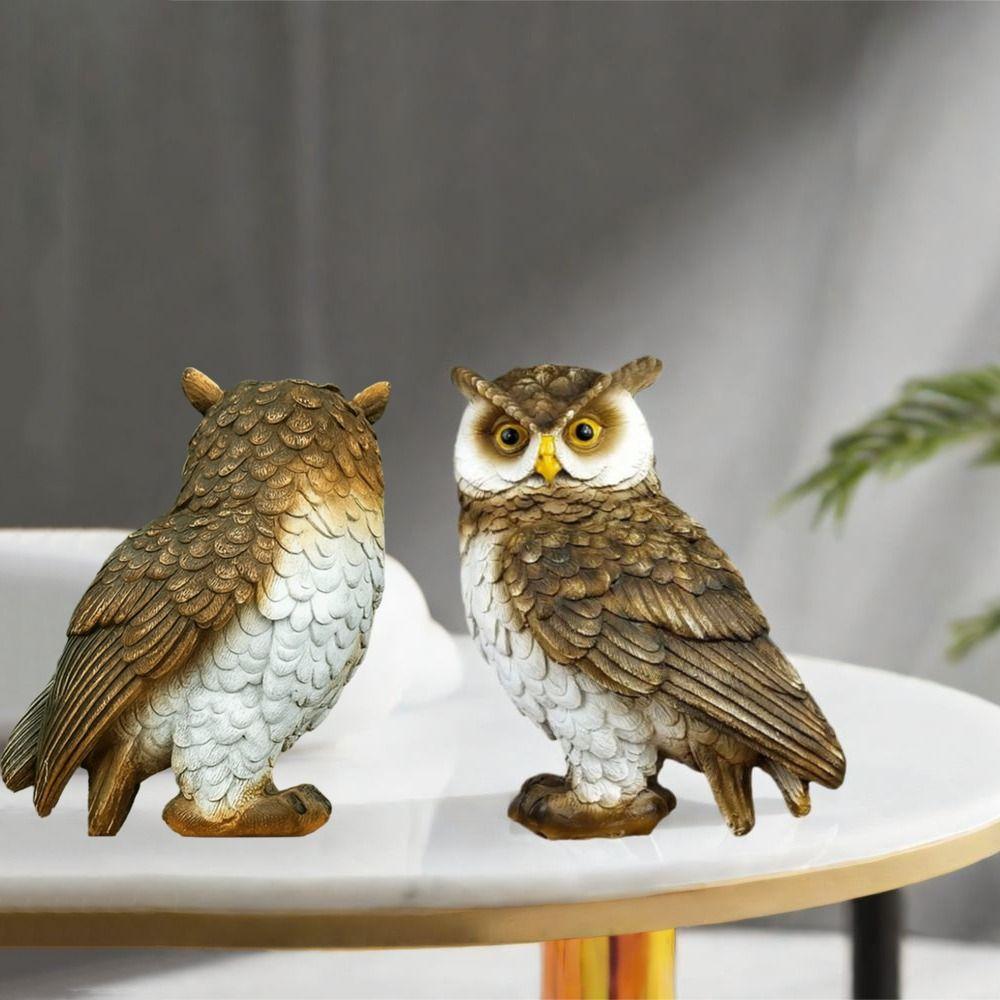 Statue de Hibou en Résine Oiseau Simulé Figurine Miniature Mignonne Ornement de Bureau Bureau