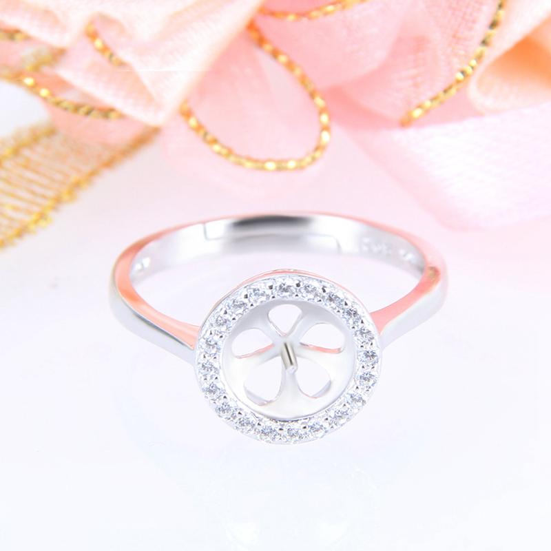 CLUCI 3pcs Silver 925 Women Round Adjustable Rings Zircon Pearl Ring Mounting 925 Sterling Silver Open Rings Jewelry SR2127SB