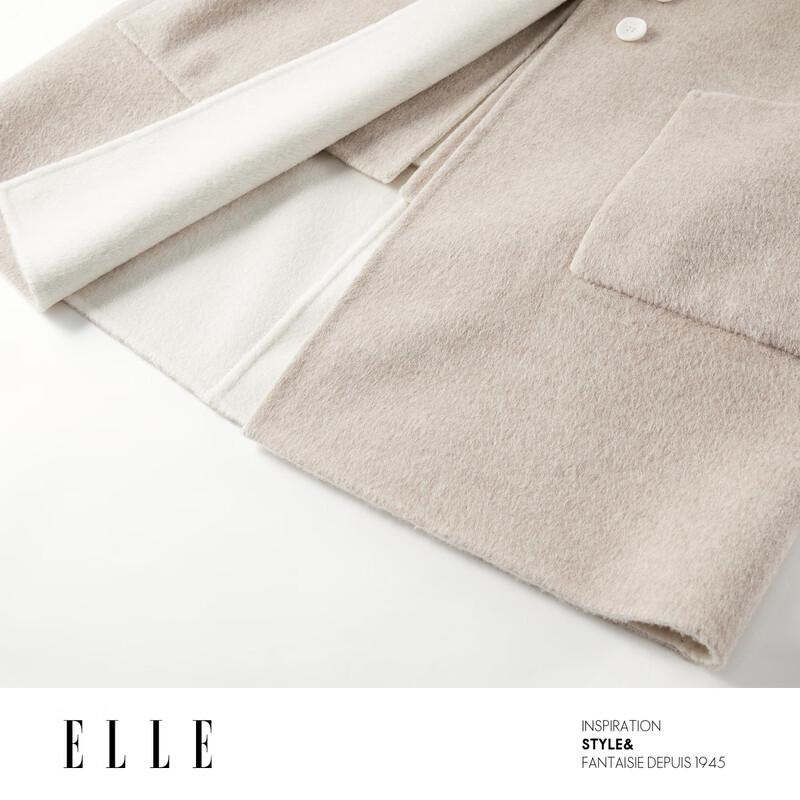 ELLE Women's French Merino Wool Hooded Mid-Length Coat