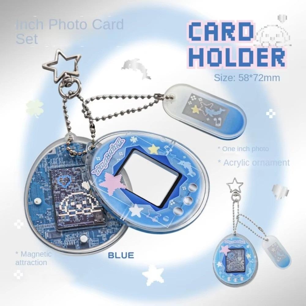 Retro Photocard Holder 1 Inch Card Display Case Stylish Acrylic Keychain For Collectors
