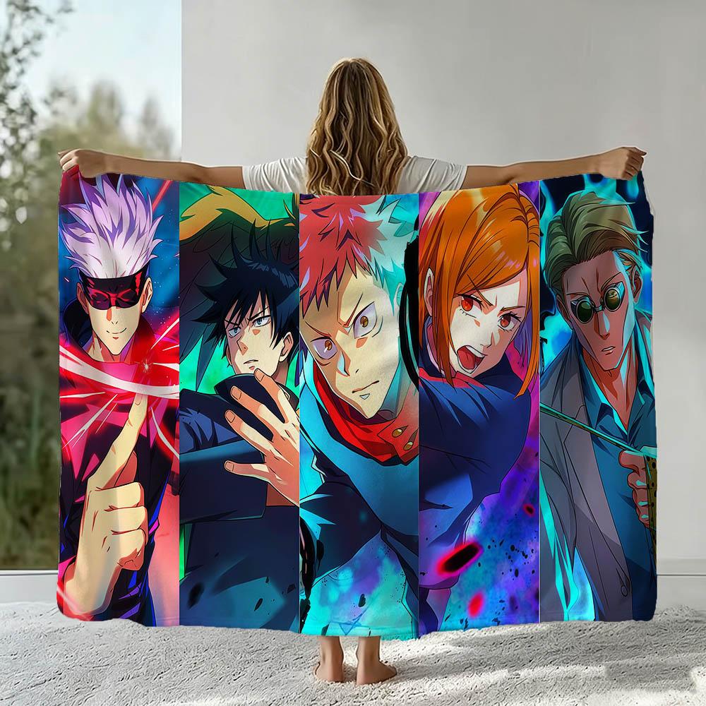 Cartoon Jujutsu Kaisen Anime 3D Flannel Blanket Soft Throw Blanket Art For Home Decor Bedroom Bed Sofa Cover Picnic Fans Gifts