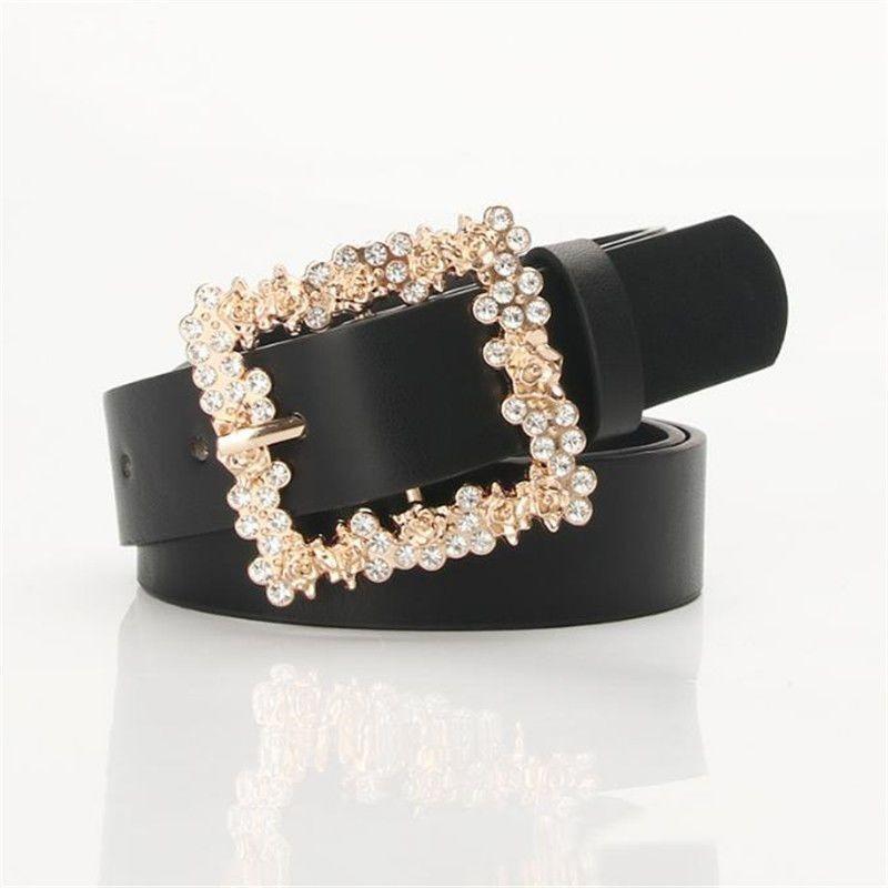 Elegant Alloy Gemstone Embellished Buckle Belt For Dresses In Versatile Colors
