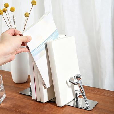 Yousheng 1 Paar Edelstahl Buchstütze Stabile Tragfähige Buchstütze für Bücherregale und Schreibtische Kreatives Schreibtischornament Modernes Büro