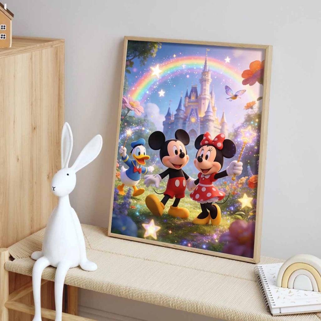 Disney 5D DIY Full Circle Diamond Painting Kit Mickey Minnie Donald Magical Garden Home Decor Gift