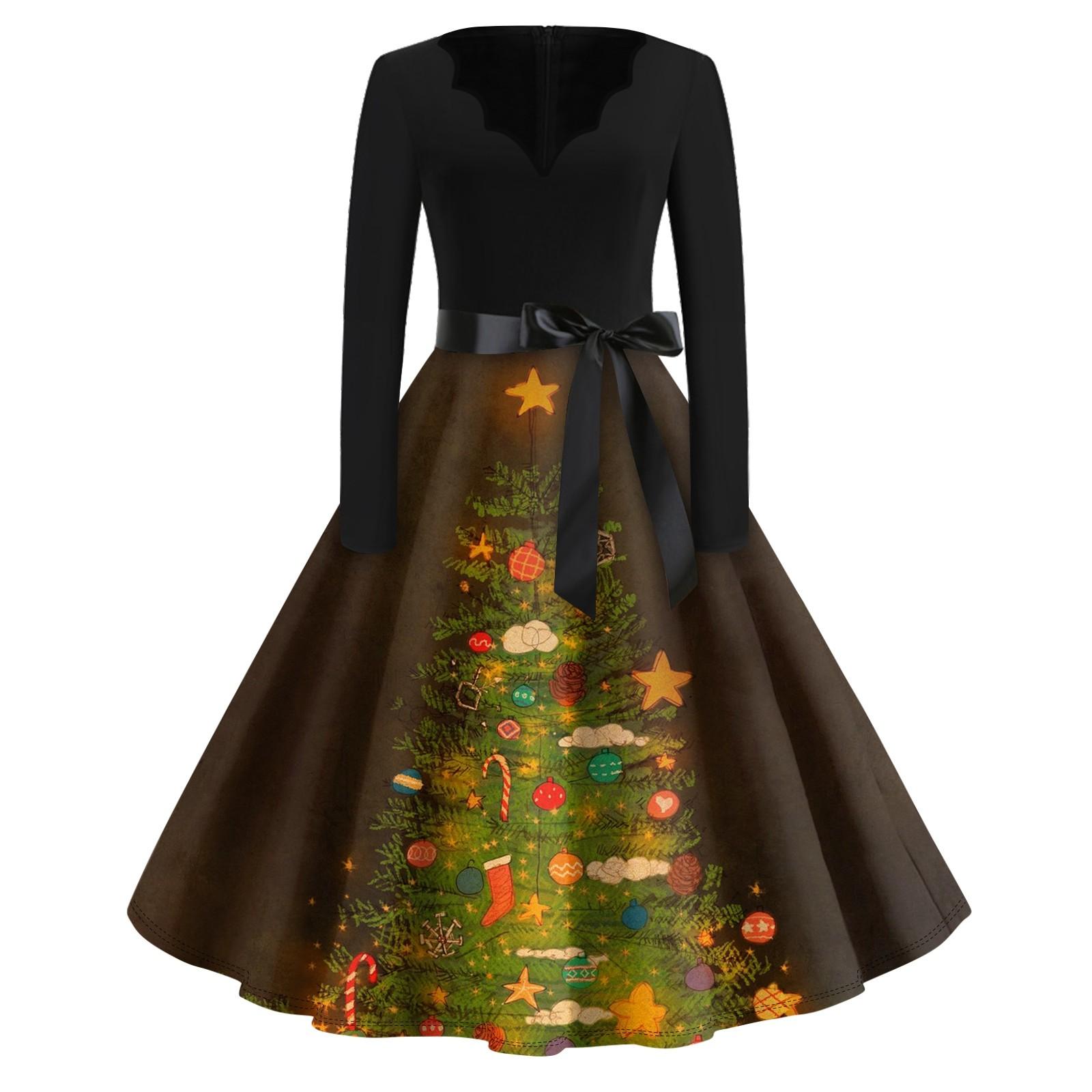 Женское повседневное модное длинное платье с V-образным вырезом и длинным рукавом — фото 4