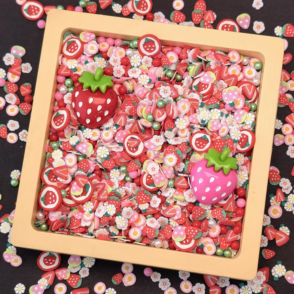 500g Strawberry Fruit Slime and Resin Mix for DIY Crafts Slime Decorations Perfect for Scrapbooking and Phone Stickers