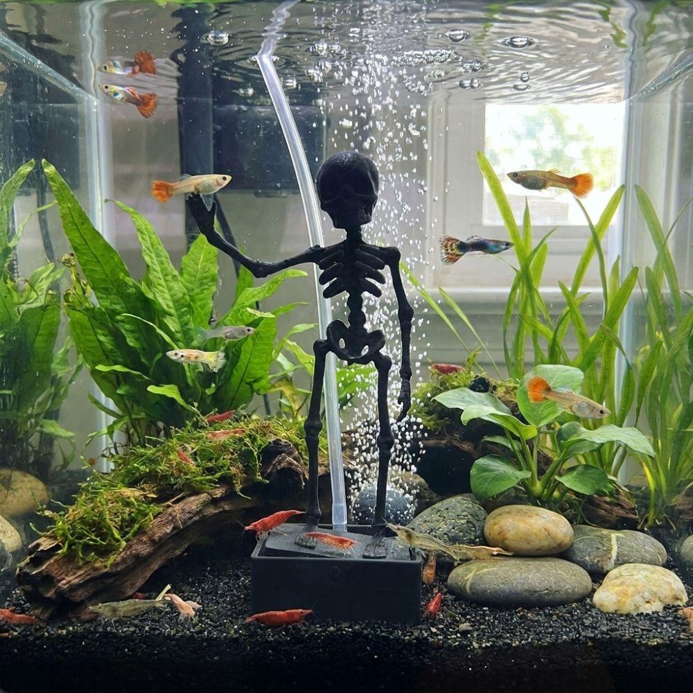 Realistic Fish Tank Dance Skull Bubbler Air Pump Dancing Skeleton  Fish Tank Layout Decor