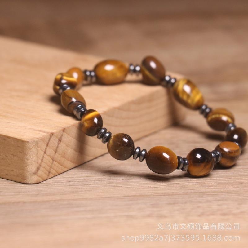 Tiger's Eye Hematite Beaded Bracelet – Grounding Healing Jewelry, Minimalist Protection Gift for Men Women