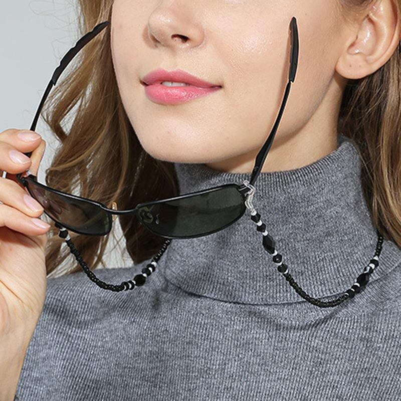 New Women Eyeglass Chains Black Acrylic Beads Chains Anti-slip Eyewear Cord Holder Reading Glasses Rope Eyewear Accessories