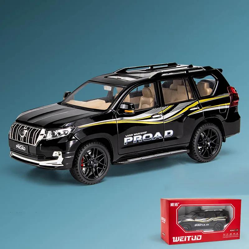 1:18 TOYOTA Land Cruiser Prado Off-Road SUV Diecast Alloy Model Pull Back Toy Car With Sound Light Vehicle Children Collect Gift