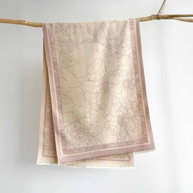 High-end imitation cashmere scarf women's new winter printing thickened warm scarf versatile air-conditioned room sweet girl shawl