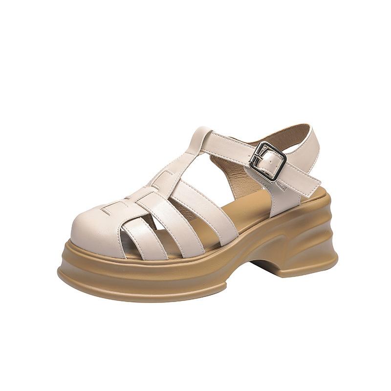 

Кожаные балетки для женской обуви Хуэйчжоу каблуки виноград мать те же сандалии полые высокий каблук платформа сандалии женщины 40