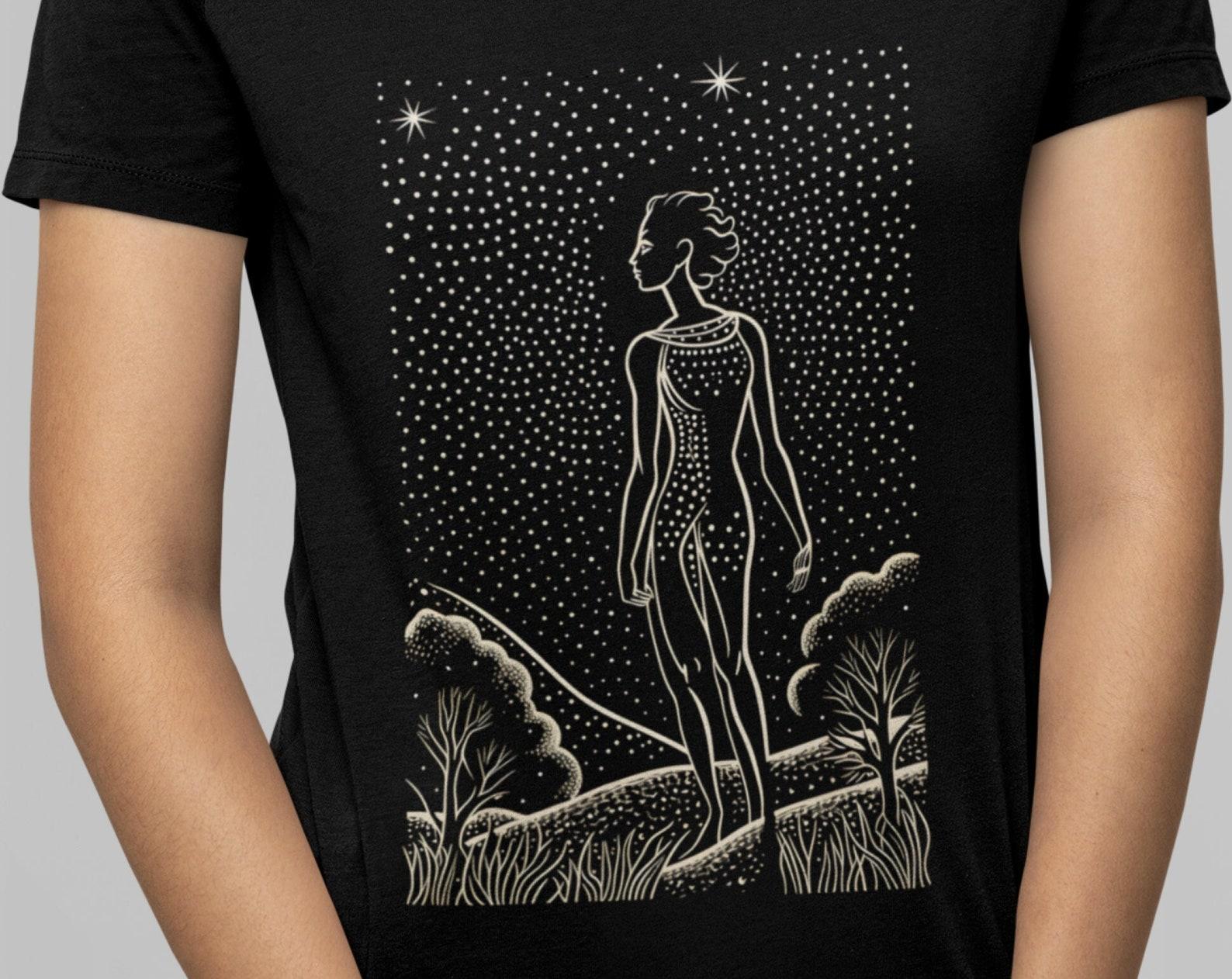 Greek God Pan T-Shirt: Olive Grove, Starry Night, Block Print 3XL