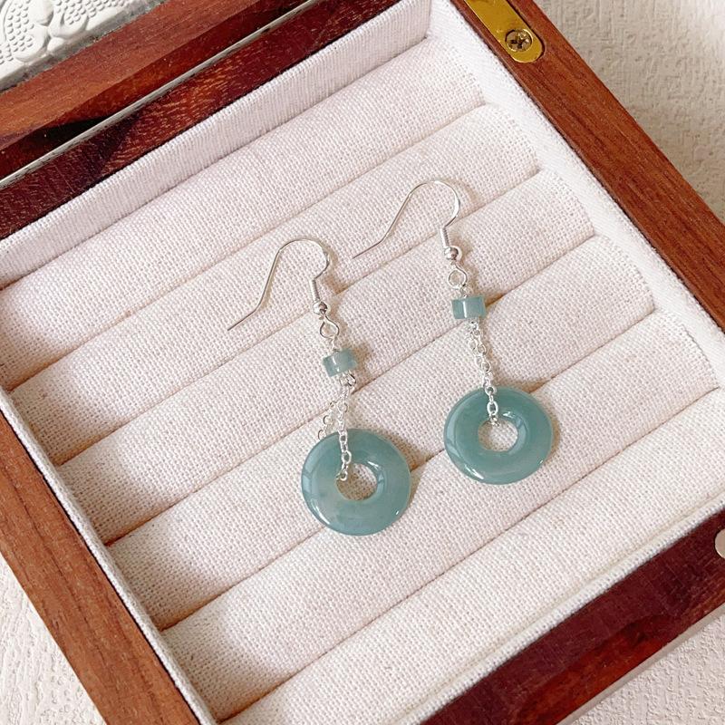 Ice Sky Blue Blue Water Jadeite Safety Buckle Earrings Earrings Ear Ear Hook Earrings Earrings Pendant