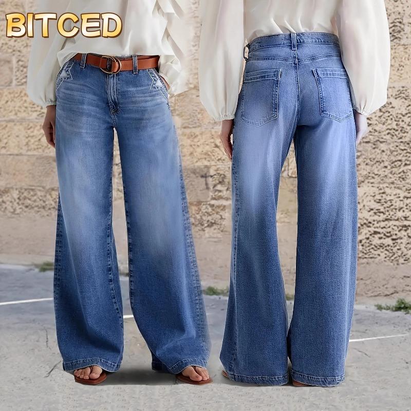 BITCED אופנת נשים קז'ואל מכנסיים וקאפרי עם הדפס בצבע אחיד