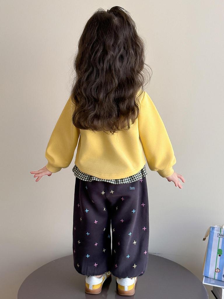 Spring 2025 Girls' Cartoon Sweatshirt & Pants Set - Casual Two-Piece for Baby Girls