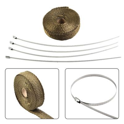 Hitzeschutzband für Auspuffkrümmer Ersatz 5 Meter Set Kabelbinder 5 Stück