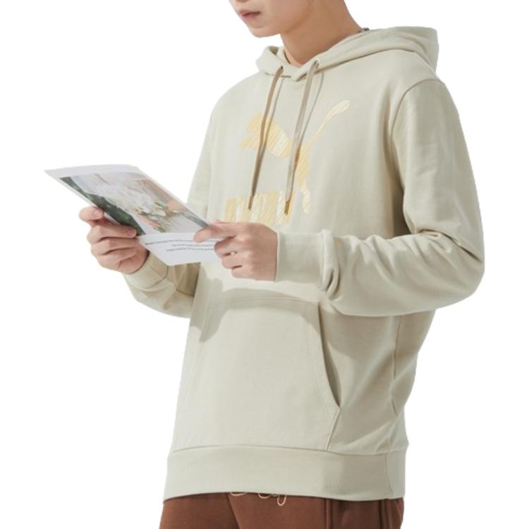 Puma Letter Logo Printed Hooded Casual Long Sleeve American Vintage Sweatshirt Unisex Sweatshirt Gray Earth 625822-90