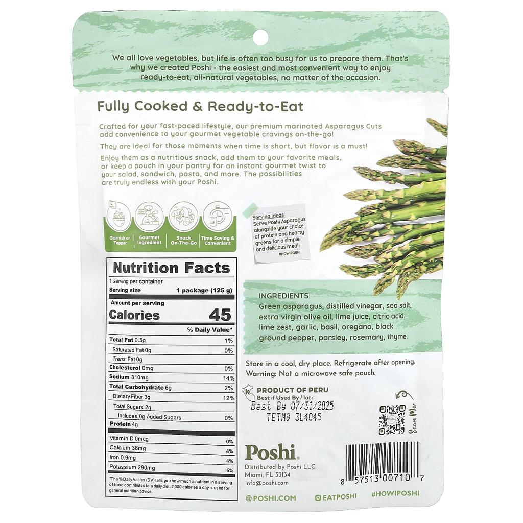 Poshi, Easy Chef, Asparagus Cuts with Rosemary and Oregano, 4.4 oz (125 g)