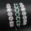 Classic Full Diamond Crystal & Emerald Zircon Adjustable Women's Bracelet S5243