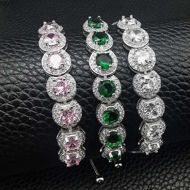 Classic Full Diamond Crystal & Emerald Zircon Adjustable Women's Bracelet S5243