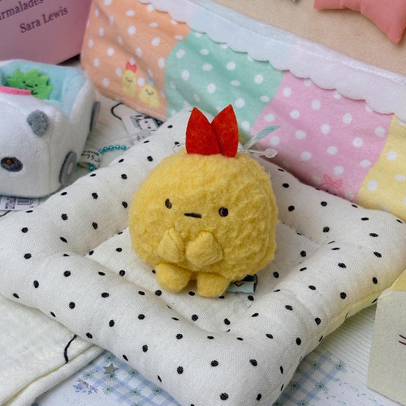 Cute Japanese Style Fried Shrimp Plush Doll Mini Pendant Cartoon Keychain For Women plush pendant