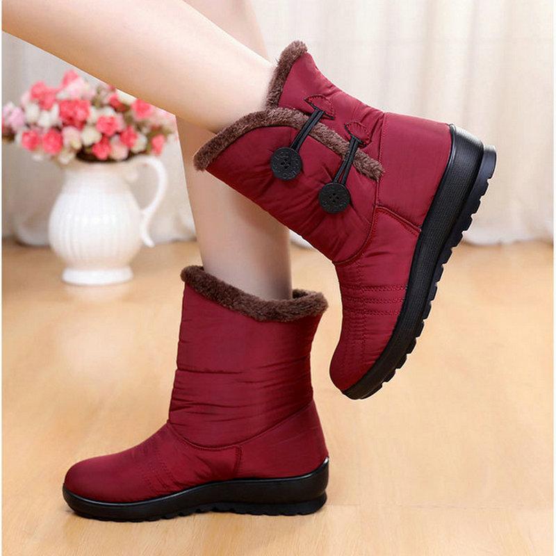 Women Snow Boots Winter Waterproof Plus Velvet Warm Ankle Boots Comfortable Non-slip Women Cotton Shoes Outdoor Snow Boots