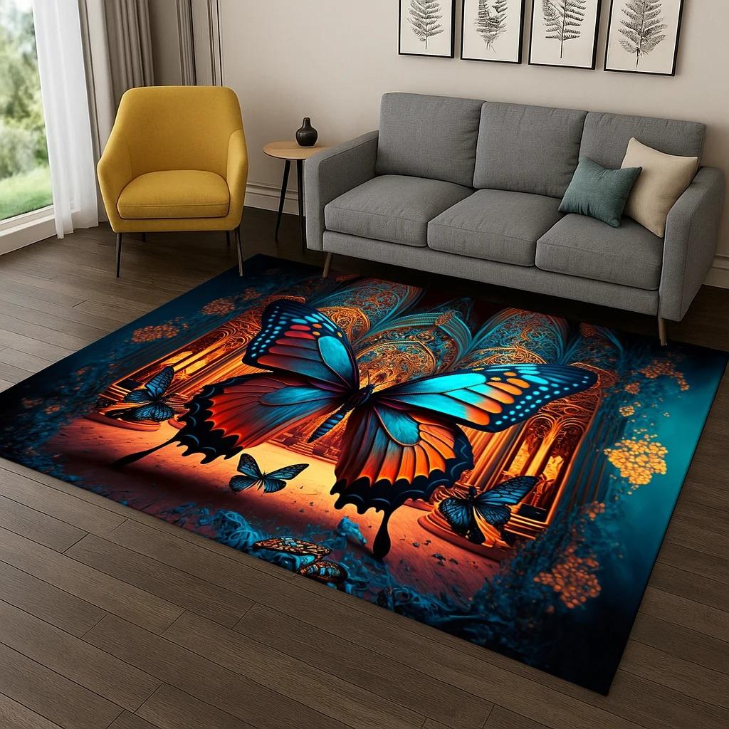 Exquisite Dreamy Butterfly Carpet Rug for Bedroom Living Room Sofa Doormat Kitchen Home Decor Carpets for Living Room Bedroom