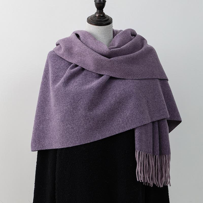 Wool Scarf Korean Style Atmosphere Double Sided Scarf Women's Autumn and Winter Warm Men's Shawl Versatile Cashmere Scarf