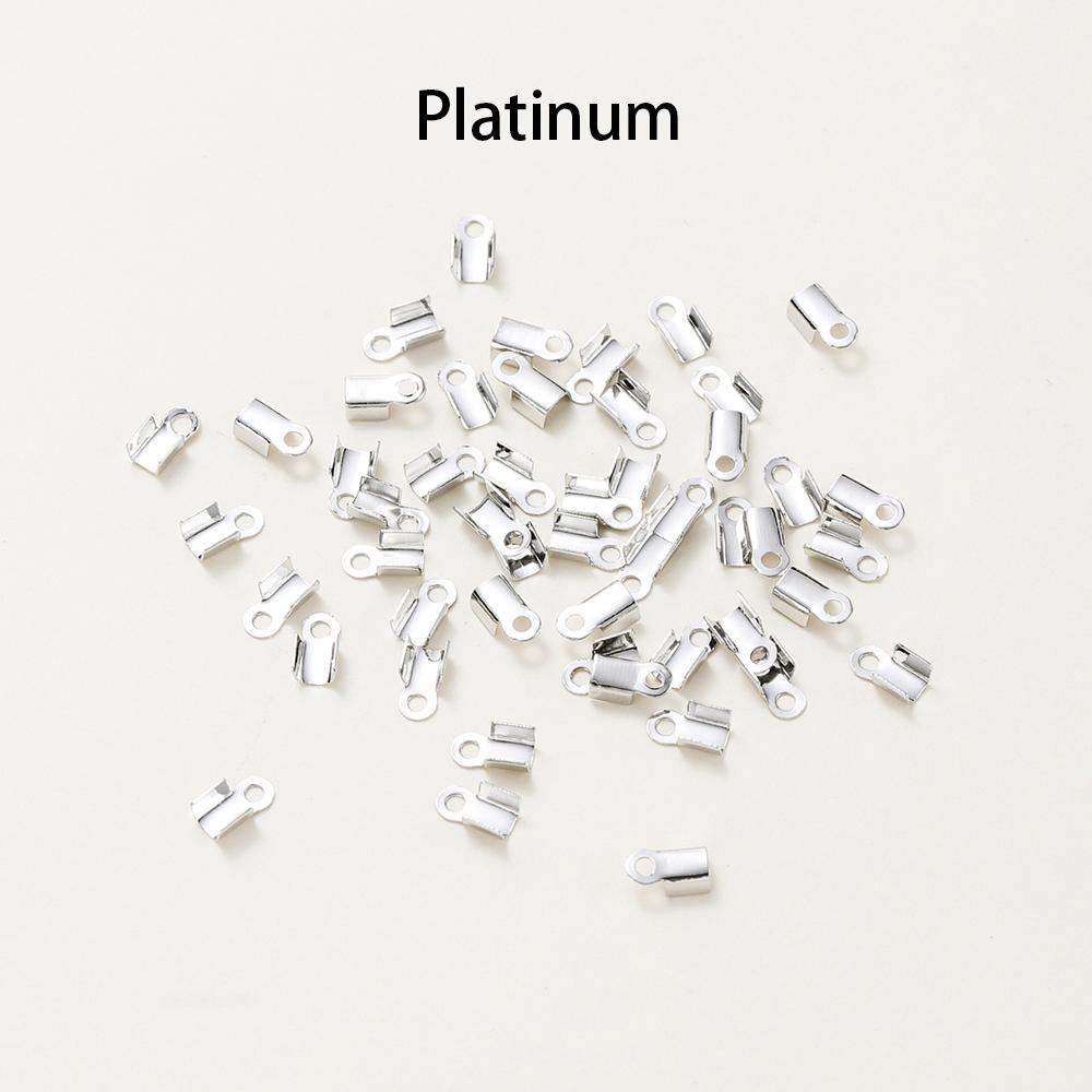 50pcs/lot 14K 18K Real Gold Leather Cord Crimping End Cap Clips Bracelet Fold Crimping Clasp Beads For Jewelry Handmade Findings