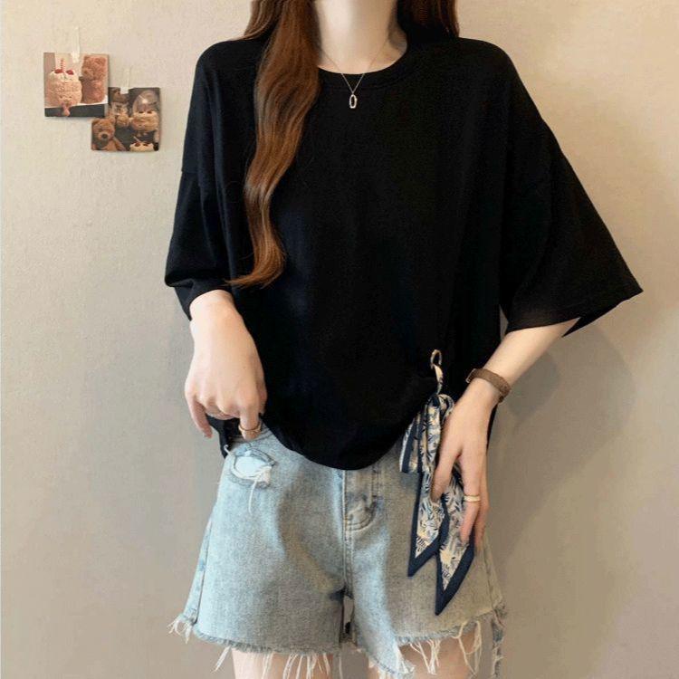 Plus Size Irregular Strap Short Sleeve T-Shirt for Women - New Summer Arrivals, Versatile, Flattering Top for Chubby Girls