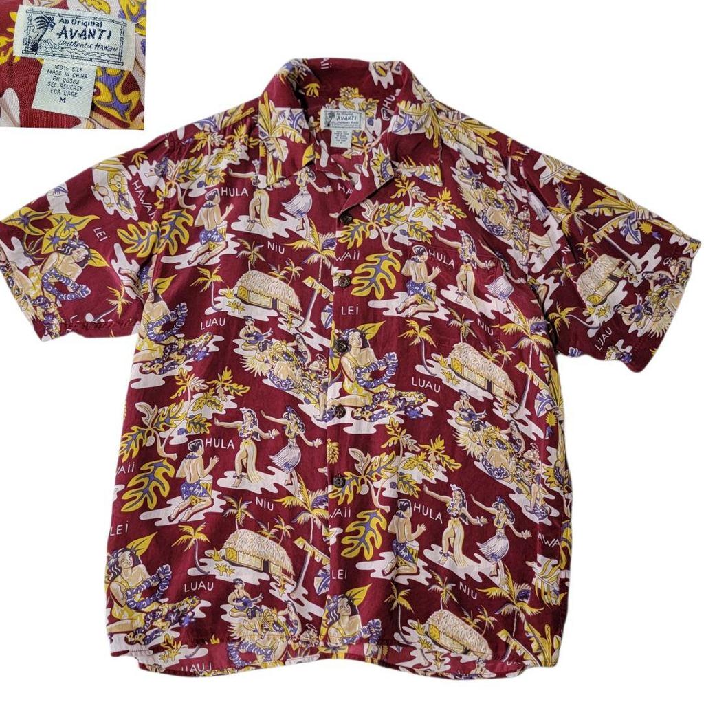 [USED] Almost Avanti 100% silk Hawaiian aloha shirt