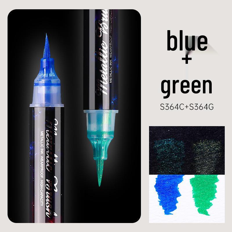 Dual-Color Glitter Acrylic Marker Pen - Soft Tip for Art & Journaling, Ideal for Students & Children, Fluorescent Watercolor Style Pens