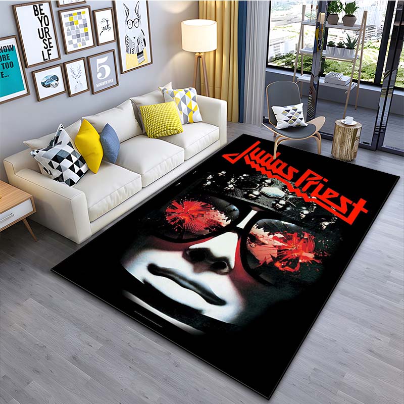 Doom J-Judas Priest Pattern Floor Mat Carpet 15 Size Living Room Bedroom Bedside Floor Mat Area Rug Music Room Club Decor