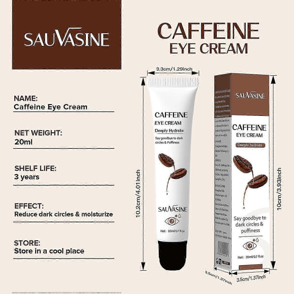Anti-ageing Caffeine Eye Cream, Under Eye Cream with Caffeine & Hyaluronic Acid for Dark Circles and Puffiness, Hydrating Eye Cream for Dark Circles