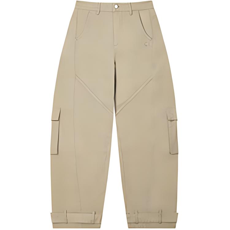 FILA Original Solid Color Outdoor Casual Sports Straight Leg Mid Rise Zipper Cargo Loose Fit Multi Pocket Work Pants Women pants Khaki F51W449801F-LK