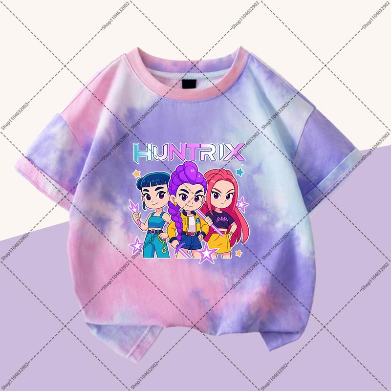 KPop Demon Hunters Boys Girls Fashion T-shirts Kids Cute Clothes Cartoon Anime Graphic Print Children Short Sleeves Party Gifts