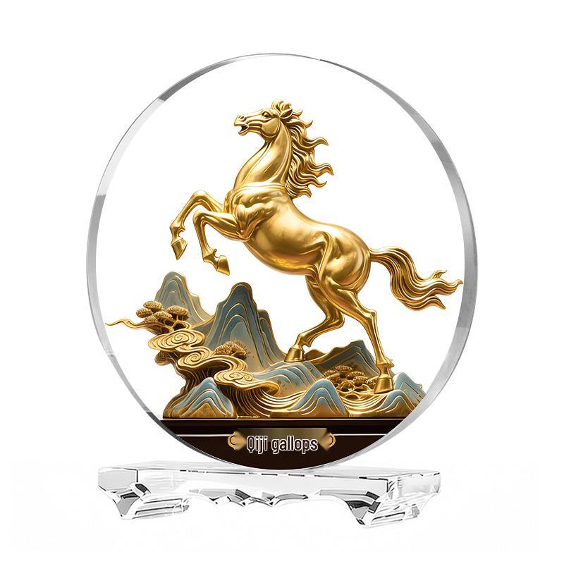 Figurina di Cavallo dello Zodiaco in Cristallo: Amuleto di Successo e Ricchezza per Casa, Ufficio o Regalo