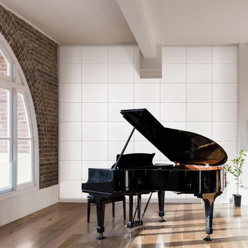 Set of 12 Acoustics Foam Wall Tiles Rectangular Foam Panel Polyester Fiber Wall Panels for Quiet Study Spaces Libraries