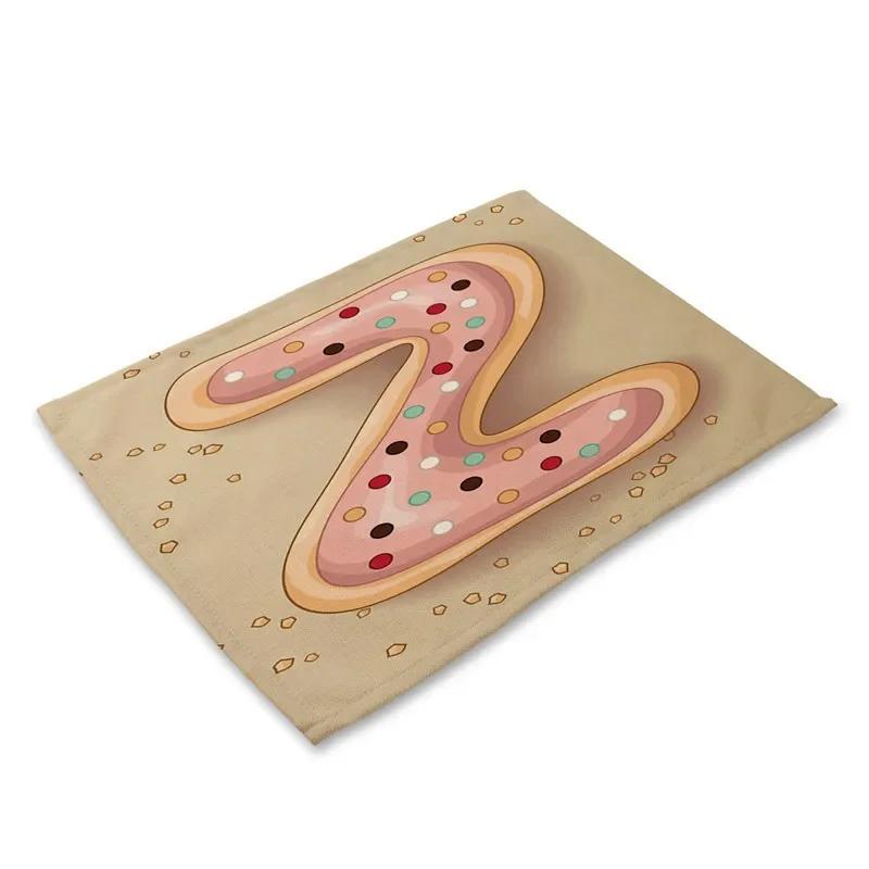 45X30cm Letter Pattern Kitchen Placemat Dining Table Mats Tea Coaster Cotton Linen Pads Bowl Cup Mats for Home Decor Gifts