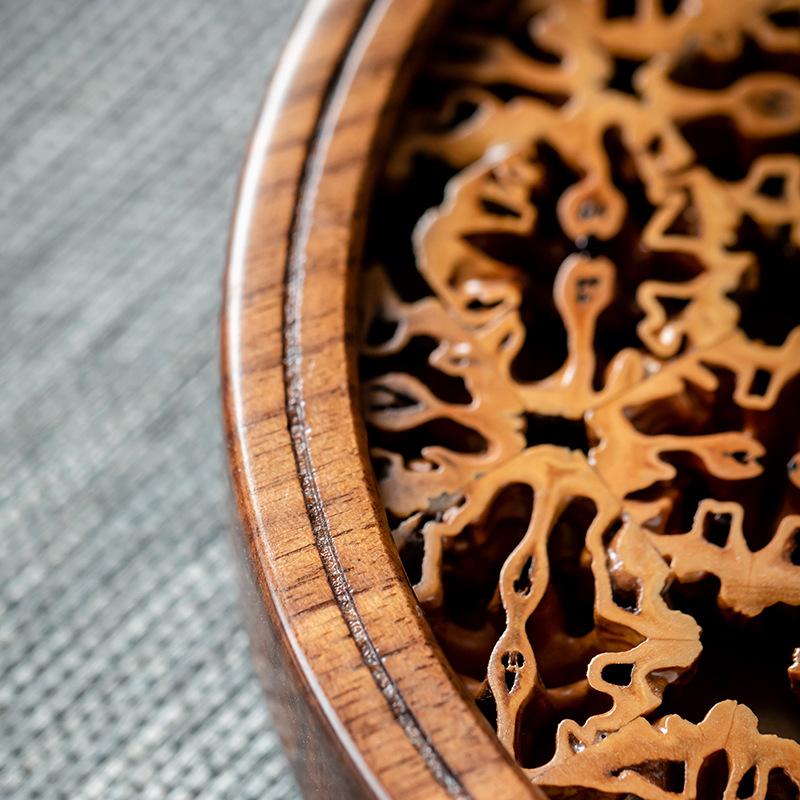 Gaiwan Tea Stand Solid Wood Pot Holder Tray for Dry Brewing Black Walnut Zen Tea Ceremony Board Rustic Heat Insulation Teaware