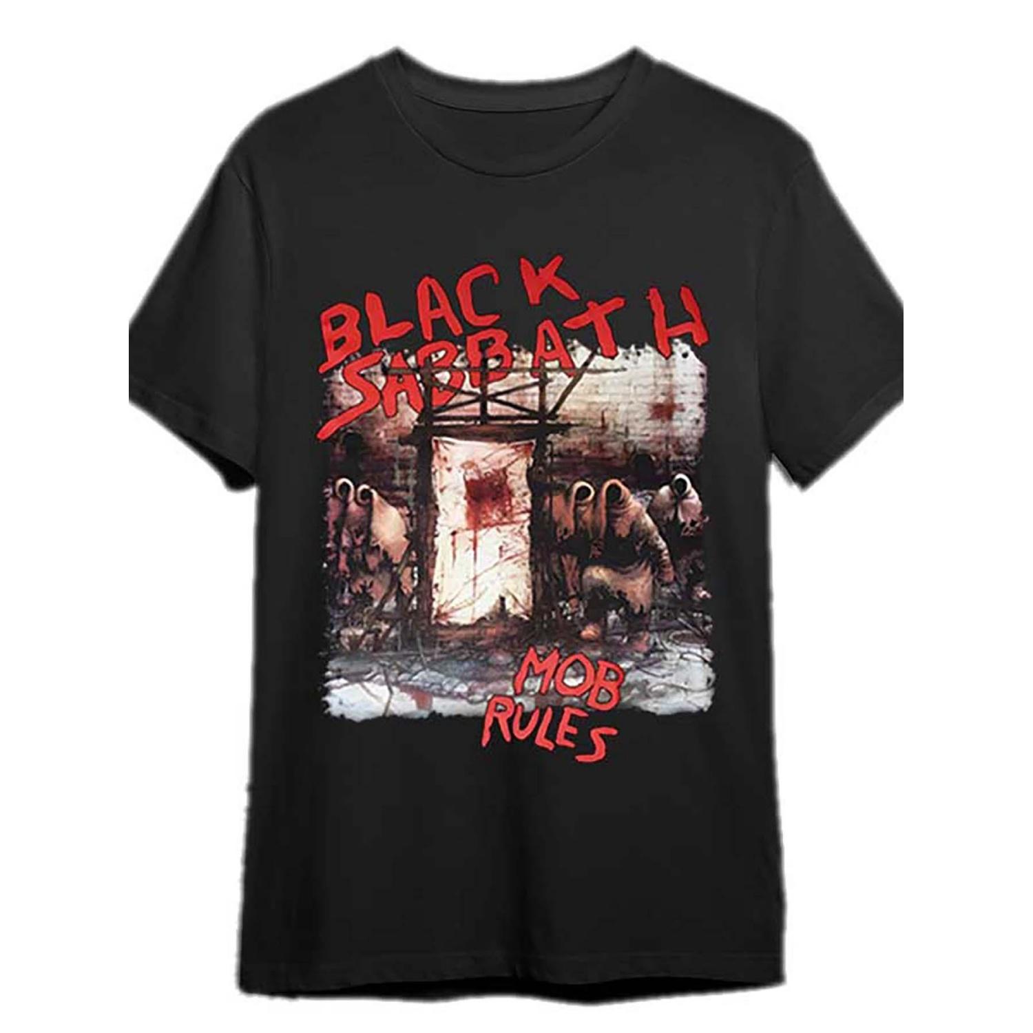 

Vintage 1981 Black Sabbath Mob Rules Tour T-Shirt Men s Short Sleeve Graphic Tee Retro Band Art Cartoon Black with Red Lettering XXXXXL