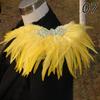 Bright Shining Gothic Women Natural Feather Epaulet Shrug Shoulder Strap for Halloween Carnival Costume Clothing Accessory